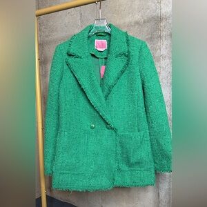 Kate Spade Emerald Green Tweed Blazer